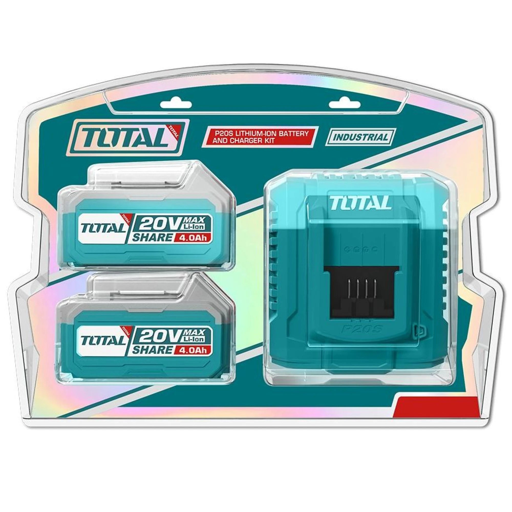 Kit 2 Baterías Litio Ion 4.0Ah + Cargador Rápido 20V TOTAL