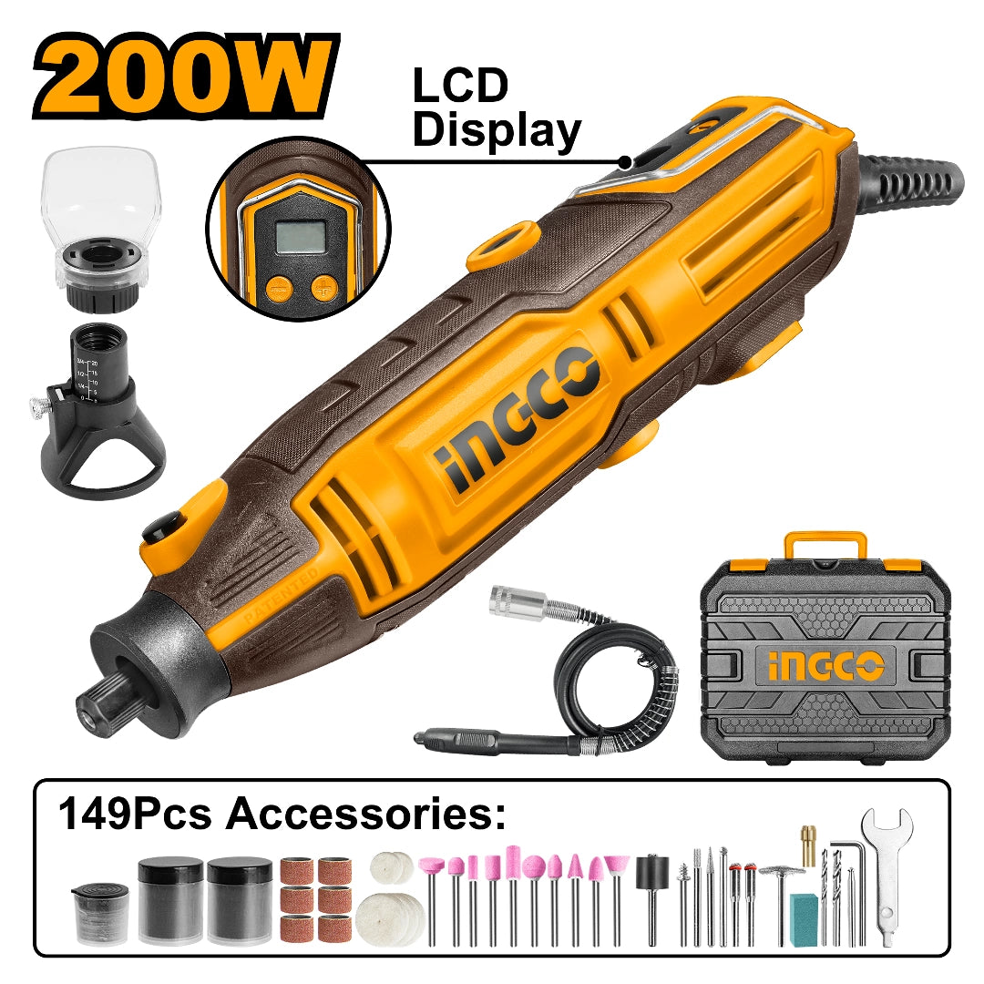 MINI TORNO 200W C PANTALLA LCD Y 149 ACCESORIOS INGCO - imagen 1