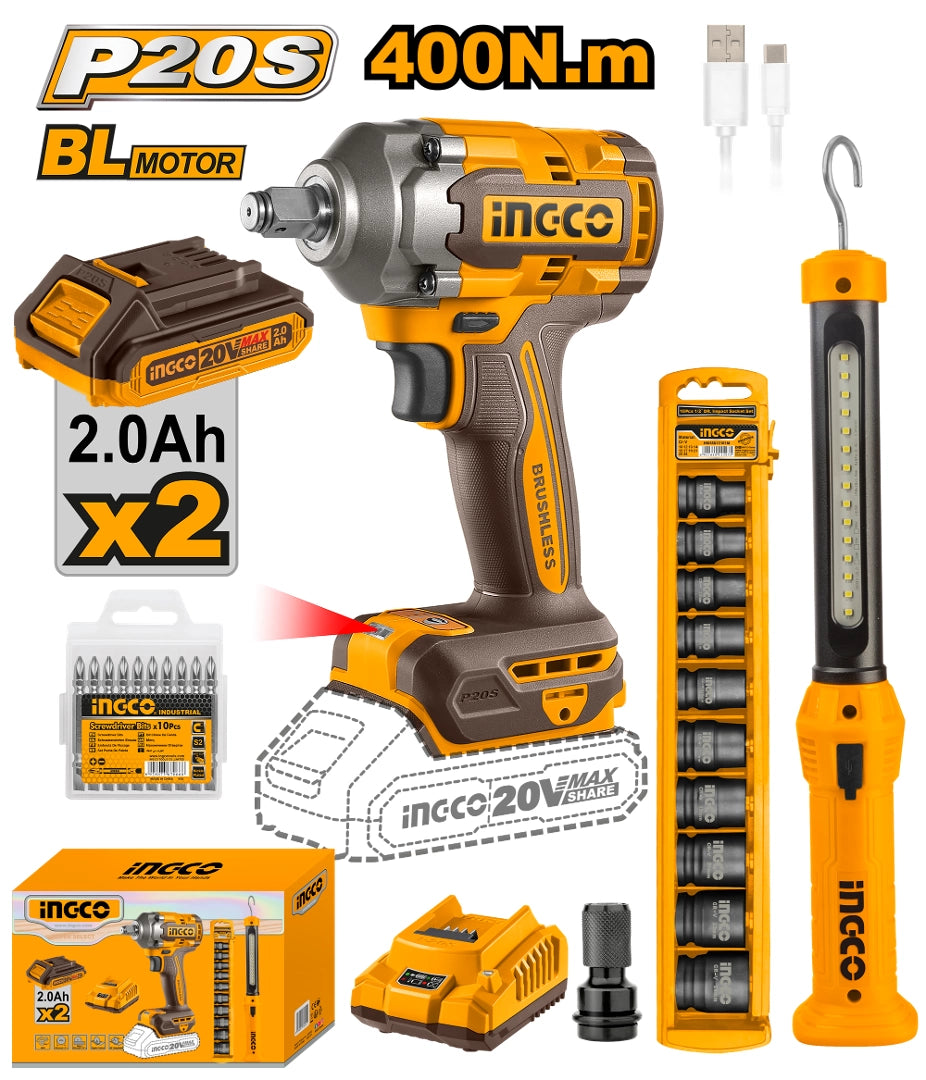 SUPER COMBO A BATERIA LLAVE DE IMPACTO 400NM 20V