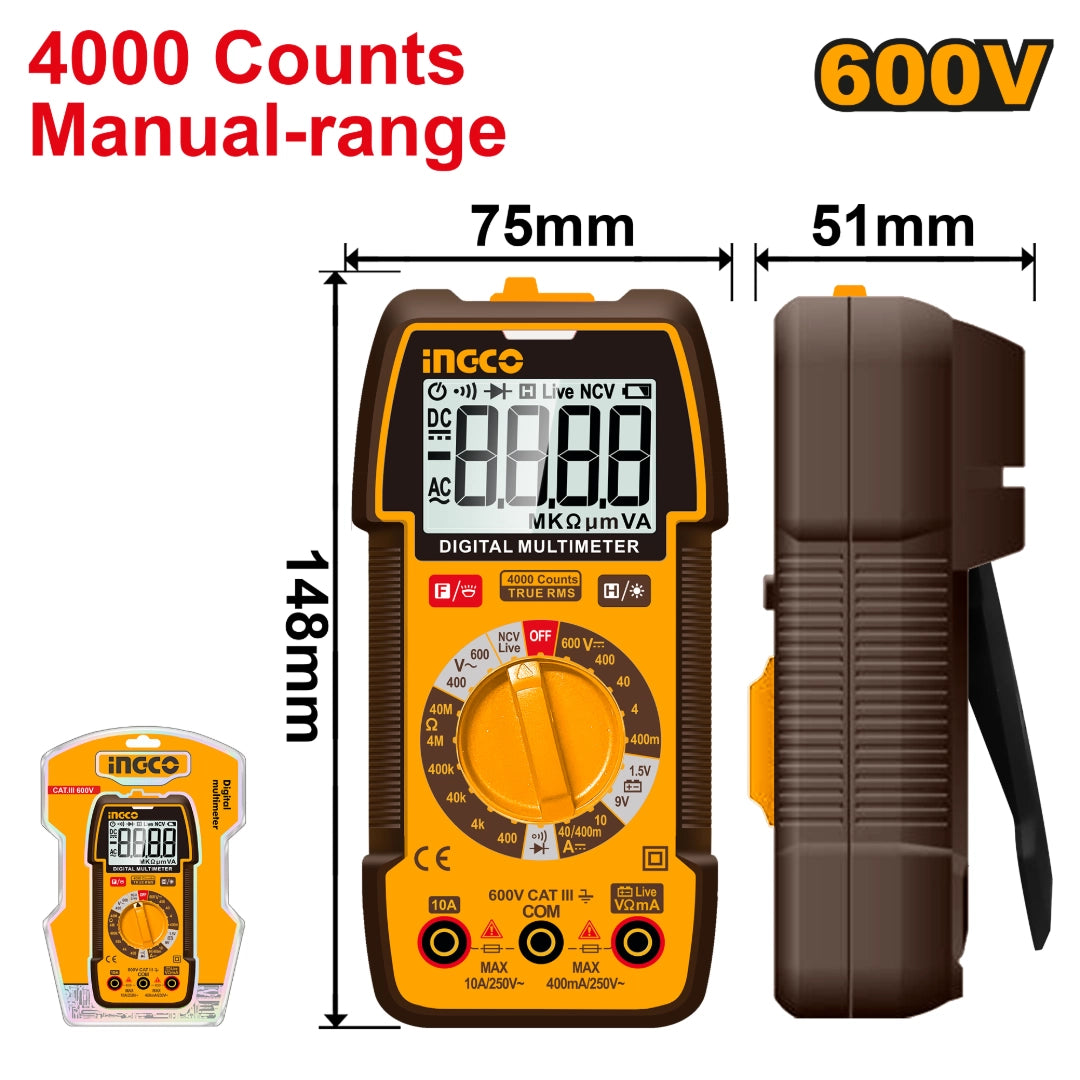 Tester Multímetro Digital 600V AC/DC