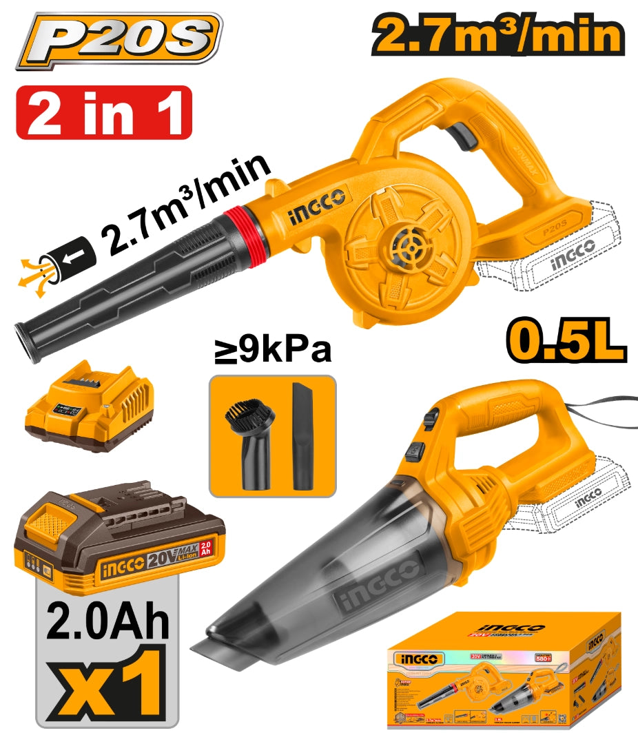 KIT A BATERÍA 20V P20S SOPLADORA + ASPIRADORA