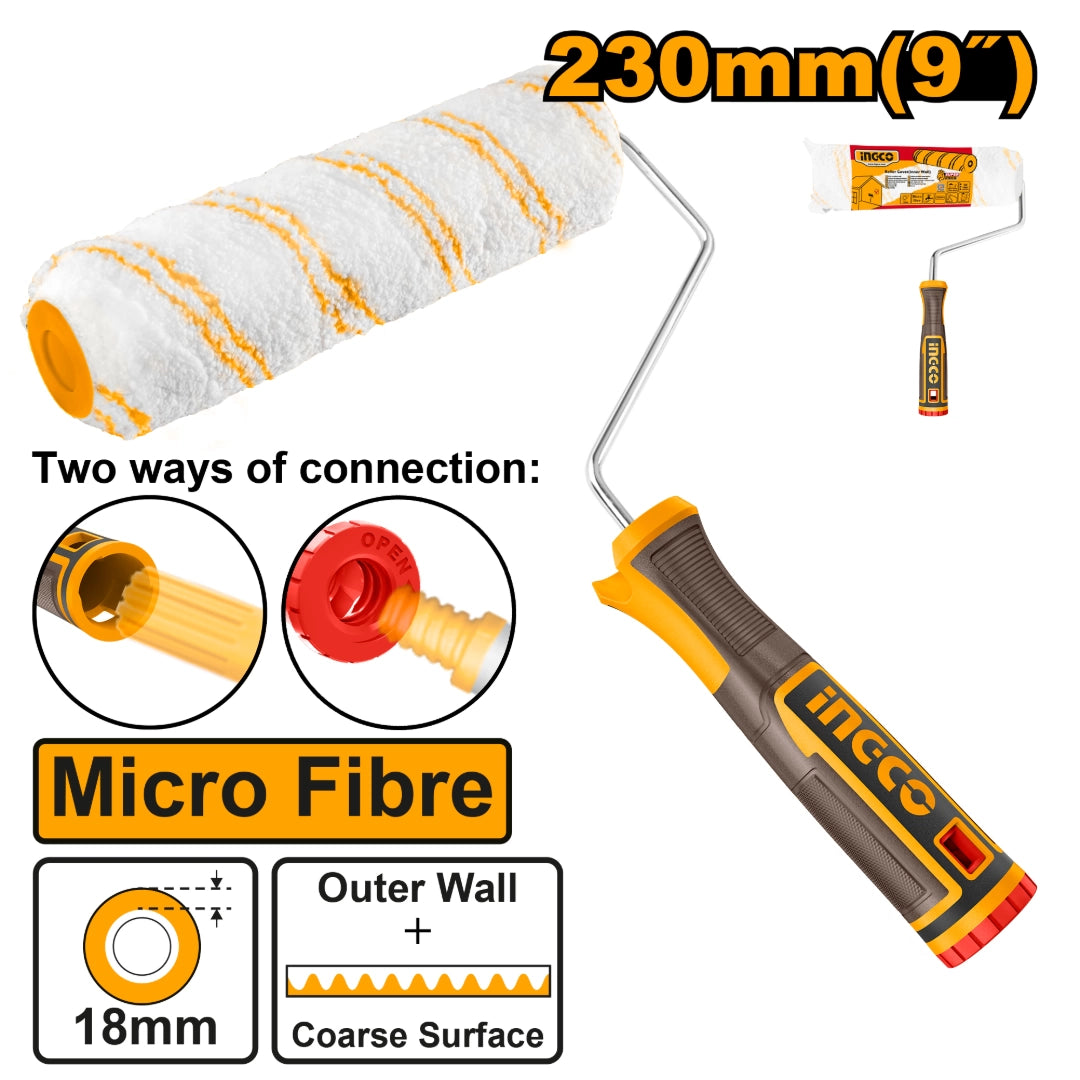 Rodillo de Microfibra INGCO 230 mm (9") para Paredes Interiores