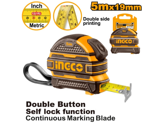 CINTA METRICA 5MT X 19MM METRICA Y PULGADAS INGCO - imagen 1