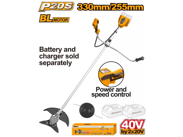 DESMALEZADORA A BATERIA 40V BRUSHLESS S BATERIA INGCO - imagen 1