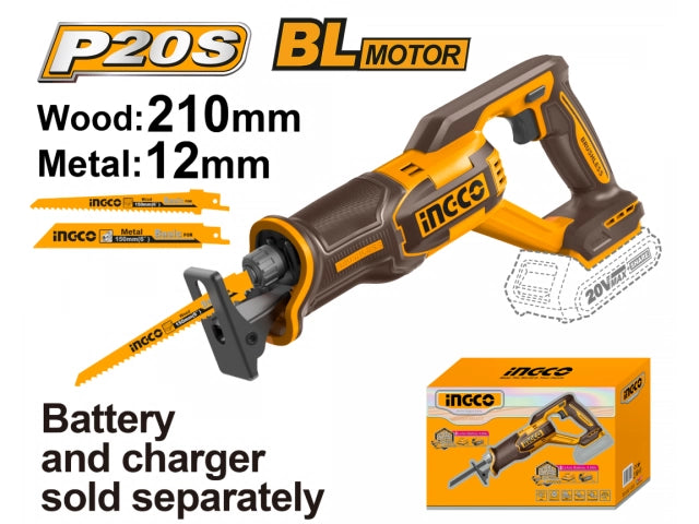SIERRA SABLE A BATERÍA 20V BRUSHLESS MOTOR S/BAT, S/CARG INGCO - imagen 1