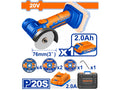 MINI AMOLADORA A BATERIA 3" 20V + BAT + CARGADOR + ACCESORIOS + VALIJA WADFOW - imagen 1